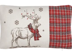 Conjunto De 2 Almofadas Em Tecido Branco E Vermelho 30 X 50 Cm Sven