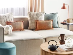 Conjunto De 2 Almofadas Em Bombazine Castanho Claro 47 X 27 Cm Zinnia