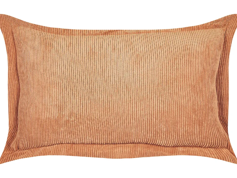 Conjunto De 2 Almofadas Em Bombazine Castanho Claro 47 X 27 Cm Zinnia