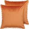 Conjunto De 2 Almofadas Em Veludo Laranja 45 X 45 Cm Aerangis