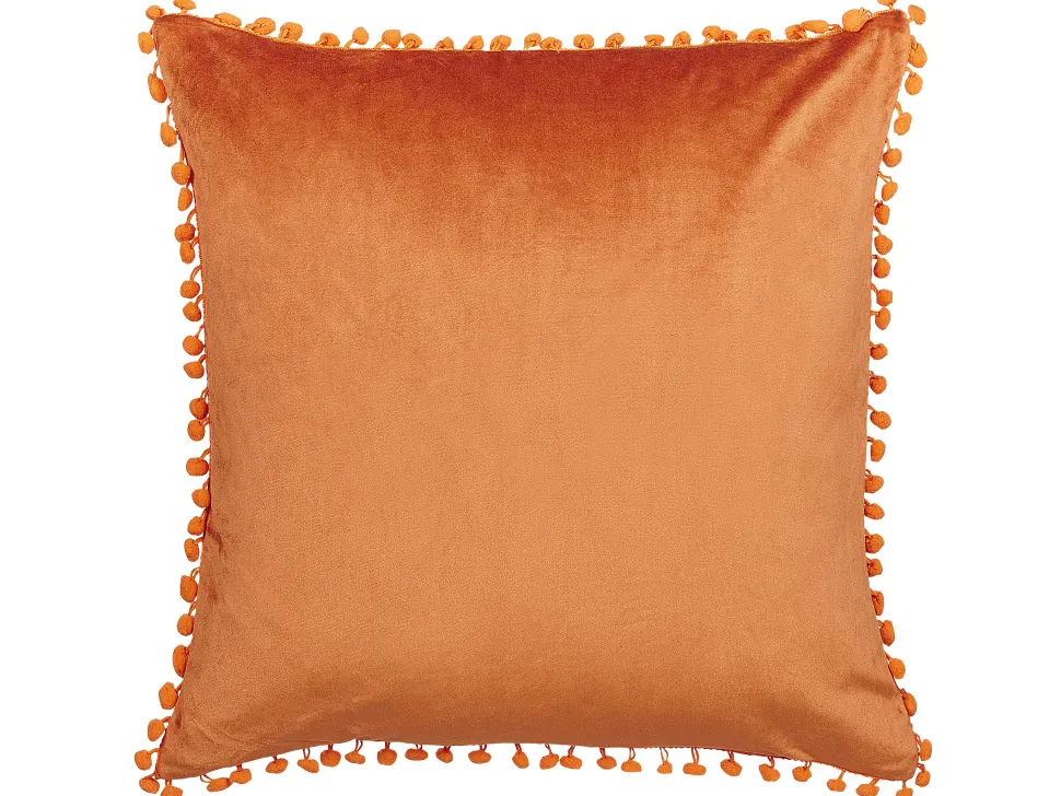 Conjunto De 2 Almofadas Em Veludo Laranja 45 X 45 Cm Aerangis