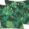 Conjunto De 2 Almofadas Externas Com Padroes De Folhas Verdes 45 X 45 Cm Funo