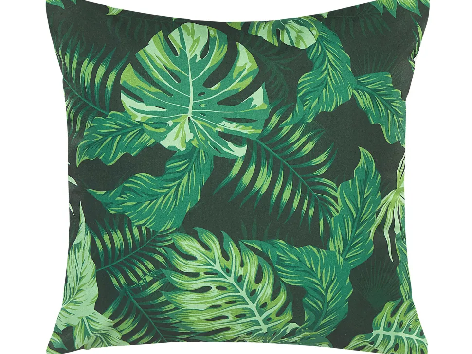 Conjunto De 2 Almofadas Externas Com Padroes De Folhas Verdes 45 X 45 Cm Funo