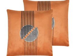 Conjunto De 2 Almofadas Laranja 45 X 45 Cm Ceropegia