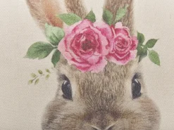 Conjunto De 2 Almofadas Motivo De Coelho Cinzenta E Rosa 45 X 45 Cm Tulipa