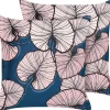 Conjunto De 2 Almofadas Padrao De Folhas Azul E Rosa 45 X 45 Cm Chrysanthemum