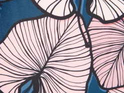 Conjunto De 2 Almofadas Padrao De Folhas Azul E Rosa 45 X 45 Cm Chrysanthemum