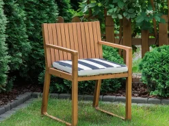 Conjunto De 8 Almofadas Para Cadeiras De Jardim As Riscas Azul E Branco Sassari