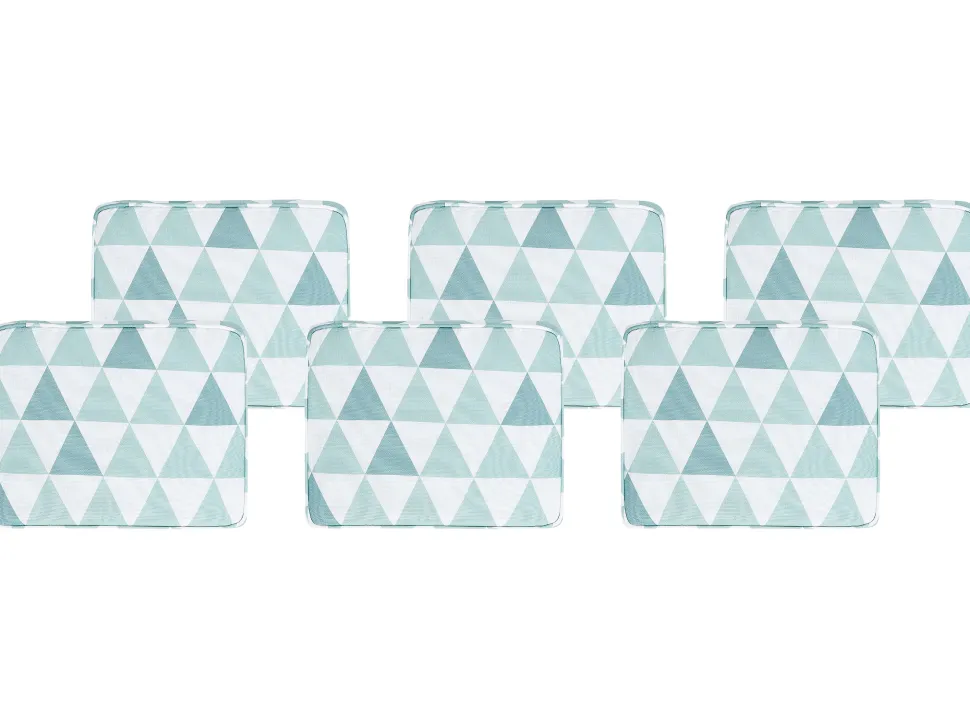 Conjunto De 6 Almofadas Para Cadeira Com Padrao De Triangulo Azul E Branco Tolve