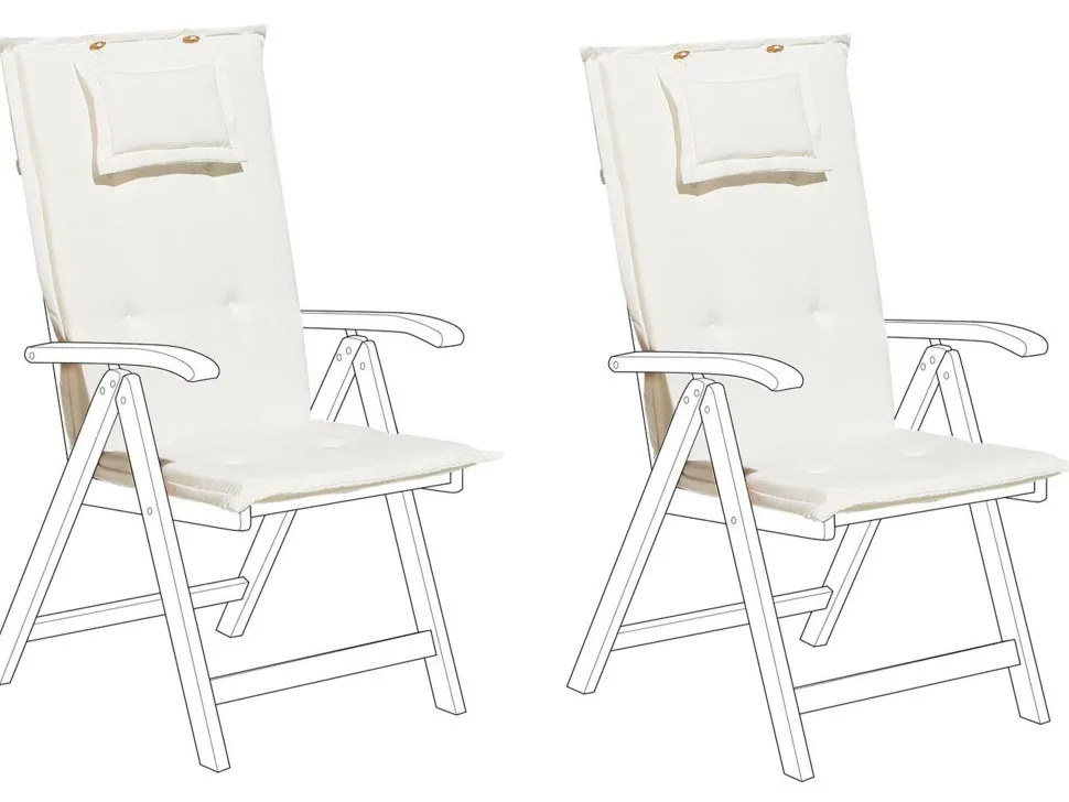 Conjunto De 2 Almofadas Para Cadeira De Jardim Em Creme Toscana/Java