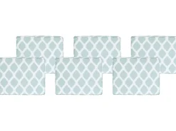 Conjunto De 6 Almofadas Para Cadeira Com Padrao De Diamante Verde E Branco Tolve