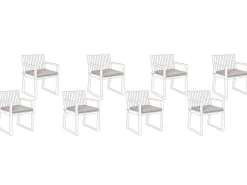 Conjunto De 8 Almofadas Para Cadeiras De Jardim Taupe Sassari