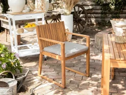 Conjunto De 8 Almofadas Para Cadeiras De Jardim Taupe Sassari