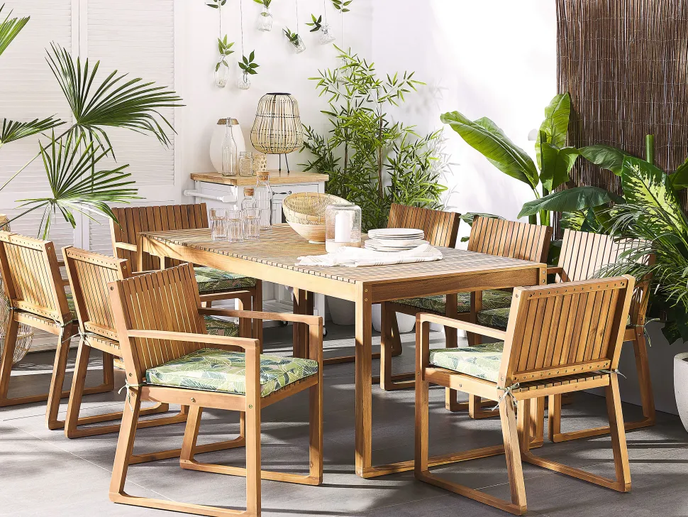 Conjunto De 8 Almofadas Para Cadeiras De Jardim Com Padrao Verde Sassari