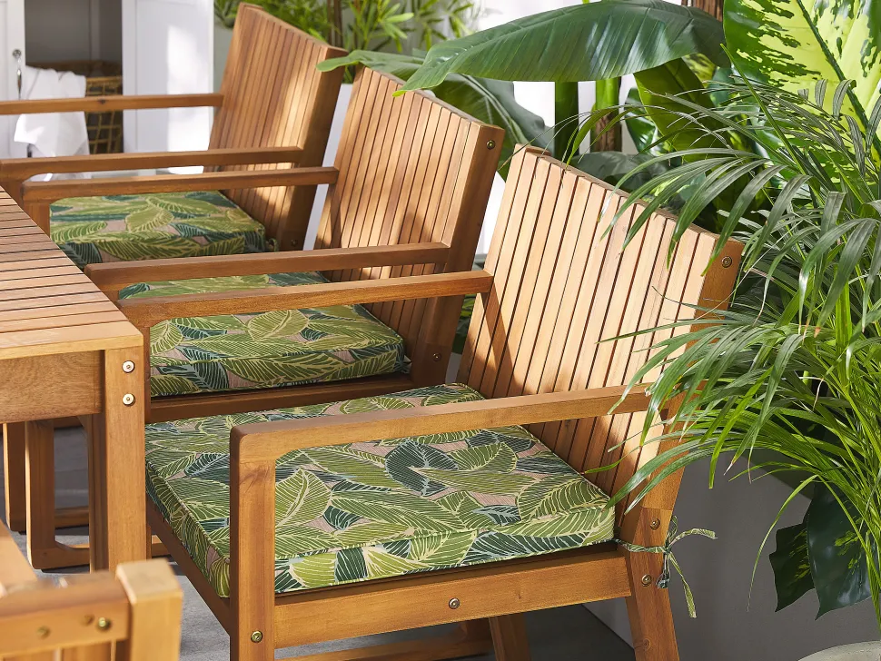 Conjunto De 8 Almofadas Para Cadeiras De Jardim Com Padrao Verde Sassari