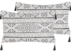 Conjunto De 2 Almofadas Preto E Branco 30 X 50 Cm Schefflera