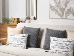 Conjunto De 2 Almofadas Preto E Branco 30 X 50 Cm Schefflera