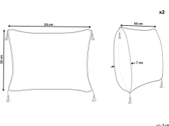 Conjunto De 2 Almofadas Preto E Branco 30 X 50 Cm Schefflera