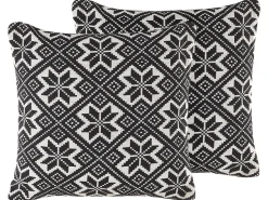 Conjunto De 2 Almofadas Preto E Branco 45 X 45 Cm Beskoz