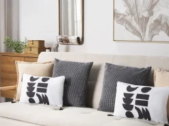 Conjunto De 2 Almofadas Preto E Branco 30 X 50 Cm Liriope