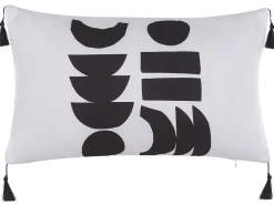 Conjunto De 2 Almofadas Preto E Branco 30 X 50 Cm Liriope
