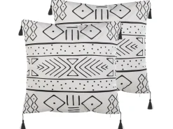 Conjunto De 2 Almofadas Preto E Branco 45 X 45 Cm Schefflera