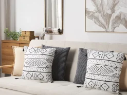 Conjunto De 2 Almofadas Preto E Branco 45 X 45 Cm Schefflera