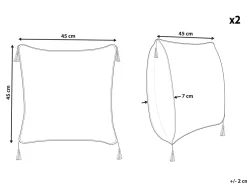 Conjunto De 2 Almofadas Preto E Branco 45 X 45 Cm Schefflera