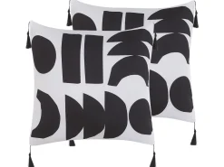 Conjunto De 2 Almofadas Preto E Branco 45 X 45 Cm Liriope
