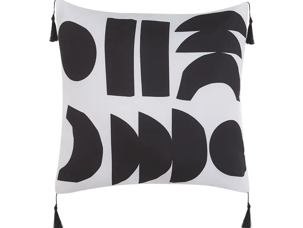 Conjunto De 2 Almofadas Preto E Branco 45 X 45 Cm Liriope