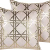 Conjunto De 2 Almofadas Rosa Com Dourado 45 X 45 Cm Cassia