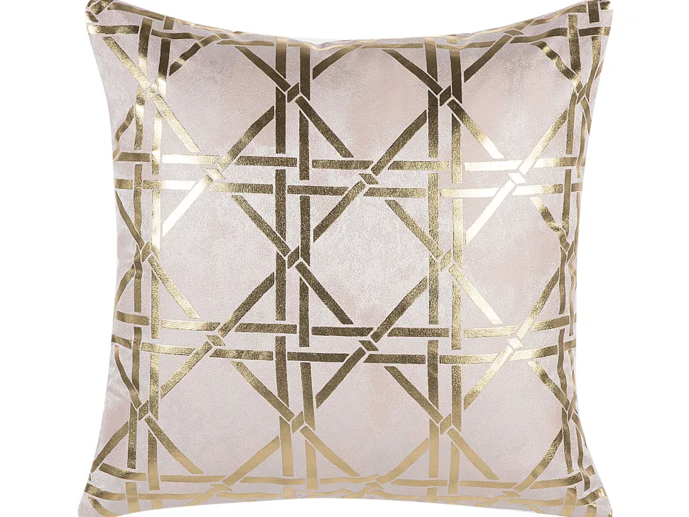 Conjunto De 2 Almofadas Rosa Com Dourado 45 X 45 Cm Cassia