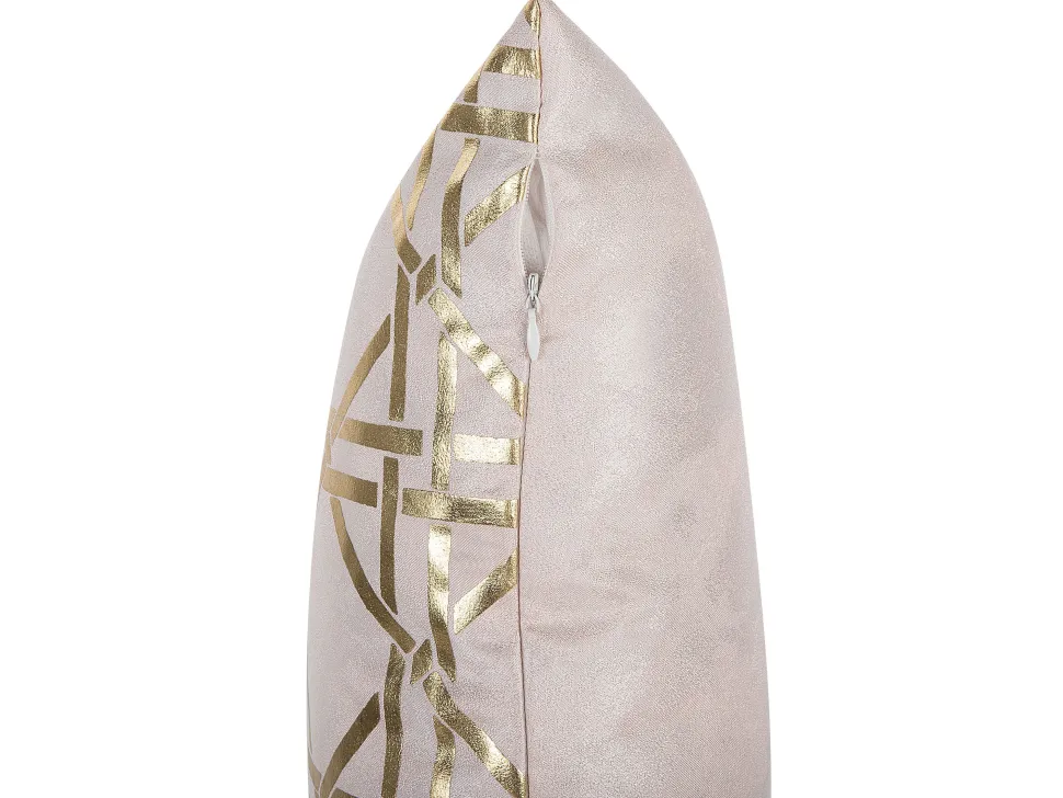Conjunto De 2 Almofadas Rosa Com Dourado 45 X 45 Cm Cassia
