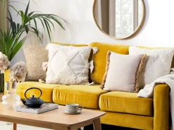 Conjunto De 2 Almofadas Tufadas Em Algodao Creme 45 X 45 Cm Avium