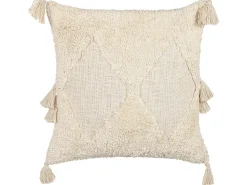 Conjunto De 2 Almofadas Tufadas Em Algodao Creme 45 X 45 Cm Avium