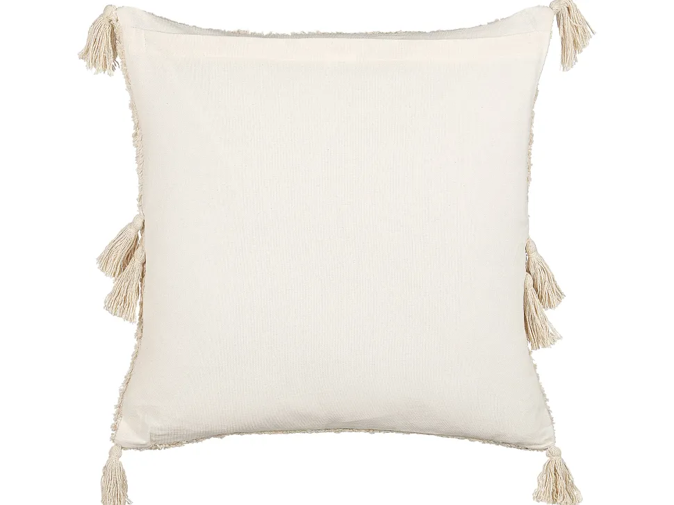 Conjunto De 2 Almofadas Tufadas Em Algodao Creme 45 X 45 Cm Avium