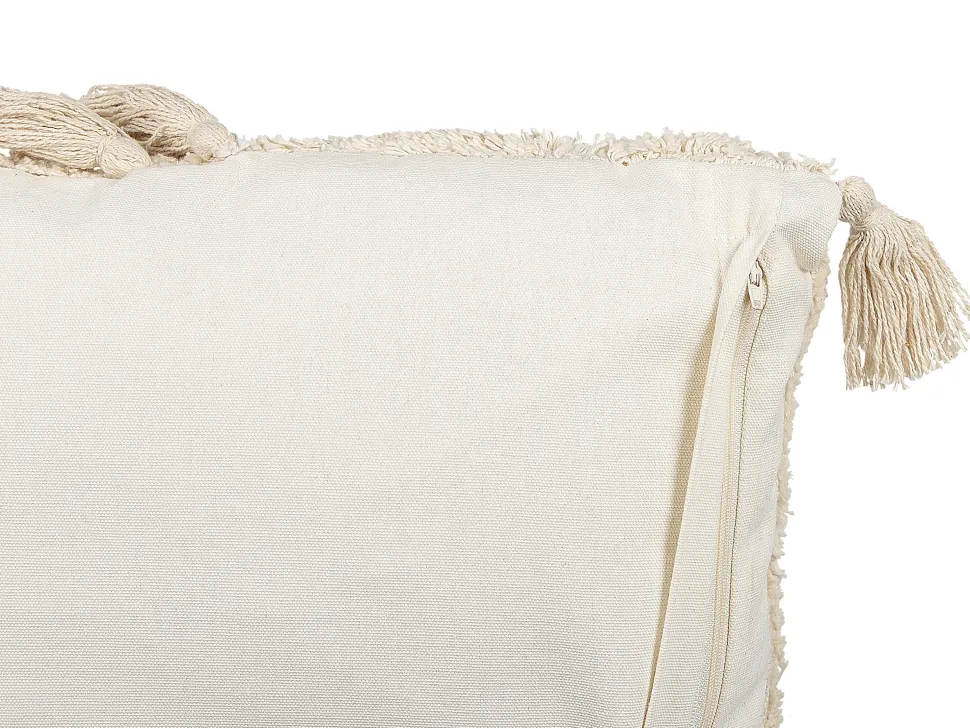 Conjunto De 2 Almofadas Tufadas Em Algodao Creme 45 X 45 Cm Avium