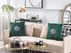 Conjunto De 2 Almofadas Verdes 45 X 45 Cm Ceropegia