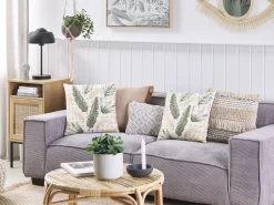 Conjunto De 2 Almofadas Verde E Creme 45 X 45 Cm Rhapis