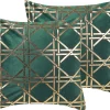 Conjunto De 2 Almofadas Verdes Com Dourado 45 X 45 Cm Cassia
