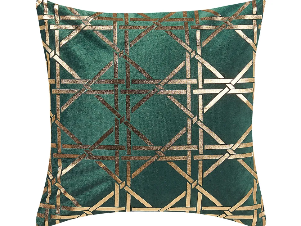 Conjunto De 2 Almofadas Verdes Com Dourado 45 X 45 Cm Cassia