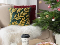 Conjunto De 2 Almofadas Verde Escuro 45 X 45 Cm Mistletoe