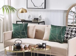 Conjunto De 2 Almofadas Verde Escuro 45 X 45 Cm Pinus