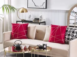 Conjunto De 2 Almofadas Vermelhas 45 X 45 Cm Pinus