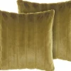 Conjunto De 2 Almofadas Verdes Com Pelo 45 X 45 Cm Pumila