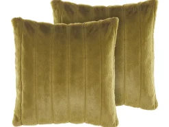 Conjunto De 2 Almofadas Verdes Com Pelo 45 X 45 Cm Pumila