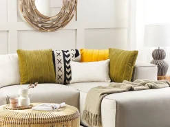 Conjunto De 2 Almofadas Verdes Com Pelo 45 X 45 Cm Pumila