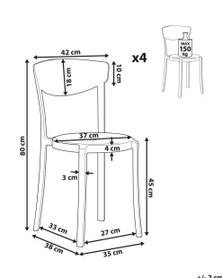 Conjunto De 4 Cadeiras De Jantar Cinzentas Escuras Vieste