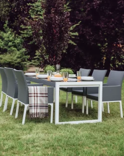 Conjunto De 8 Cadeiras De Jardim Cinzentas Bacoli