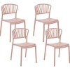 Conjunto De 4 Cadeiras De Jantar Em Plastico Rosa Gela
